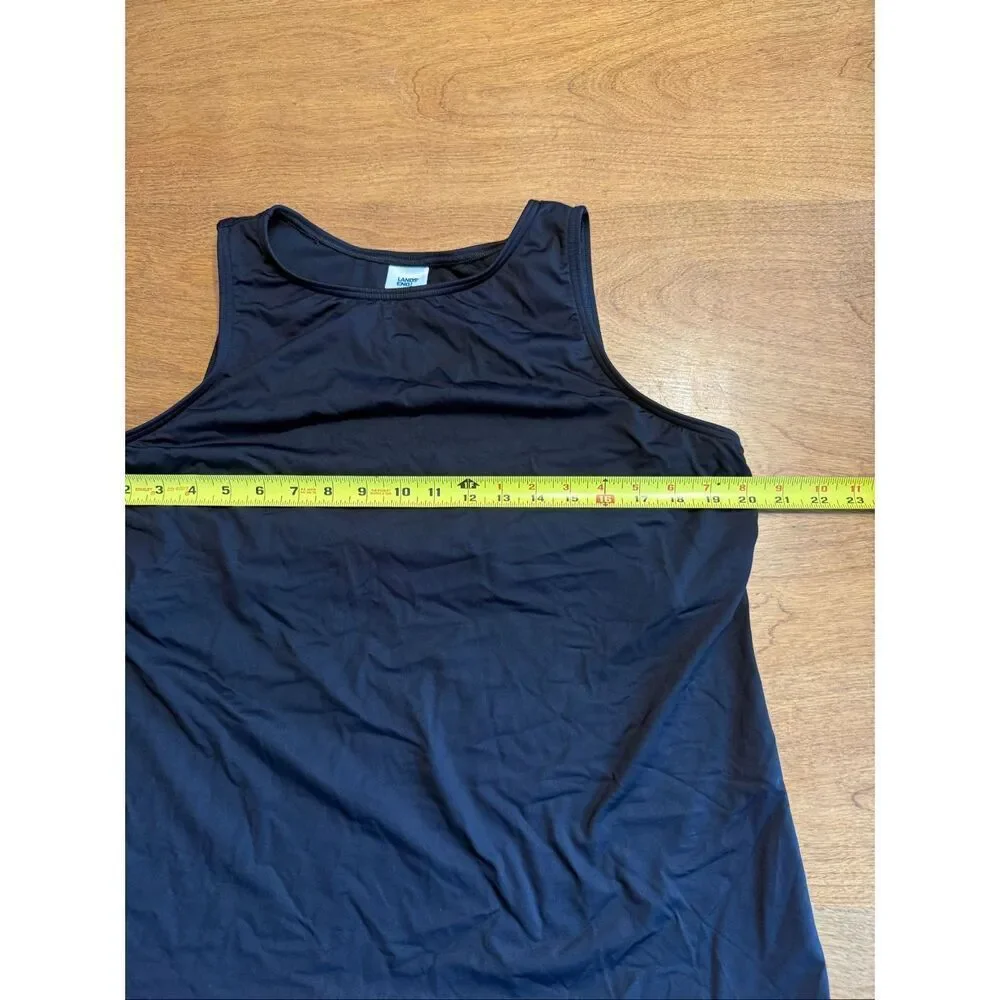 Lands' End Women's Sleeveless Lined High Neck Tankini Swim Top Black Size 18